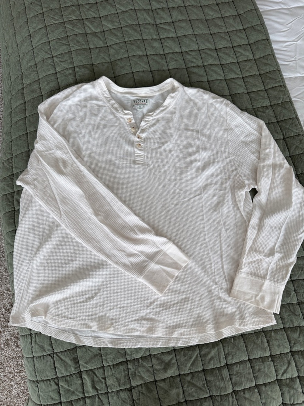 Tecovas White Waffle Henley Long Sleeve